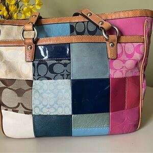 Coach purse colorful patchwork design